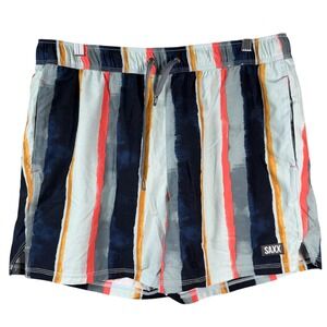 SAXX Oh Buoy 2N1 Swim Trunks Mens Large Multi Stripe DropTemp BallPark Pouch
